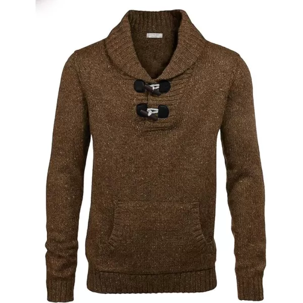 COOFANDY Men's Shawl Collar Pullover Sweater Relaxed Fit Casual Cotton Cable Knit Sweaters with Pockets