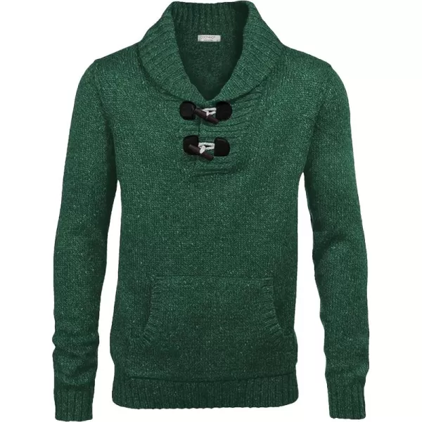 COOFANDY Men's Shawl Collar Pullover Sweater Relaxed Fit Casual Cotton Cable Knit Sweaters with Pockets