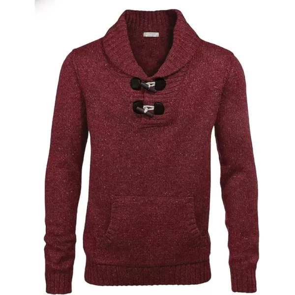 COOFANDY Men's Shawl Collar Pullover Sweater Relaxed Fit Casual Cotton Cable Knit Sweaters with Pockets