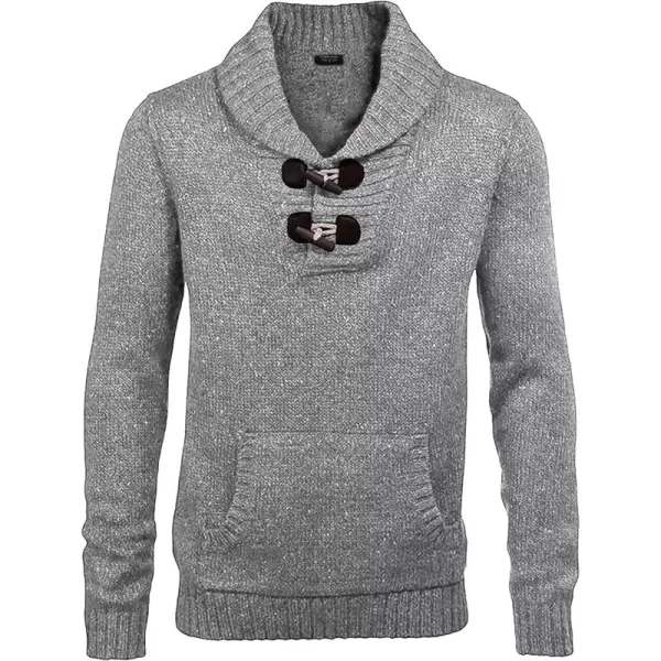 COOFANDY Men's Shawl Collar Pullover Sweater Relaxed Fit Casual Cotton Cable Knit Sweaters with Pockets