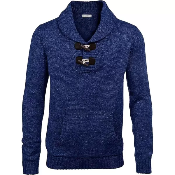 COOFANDY Men's Shawl Collar Pullover Sweater Relaxed Fit Casual Cotton Cable Knit Sweaters with Pockets