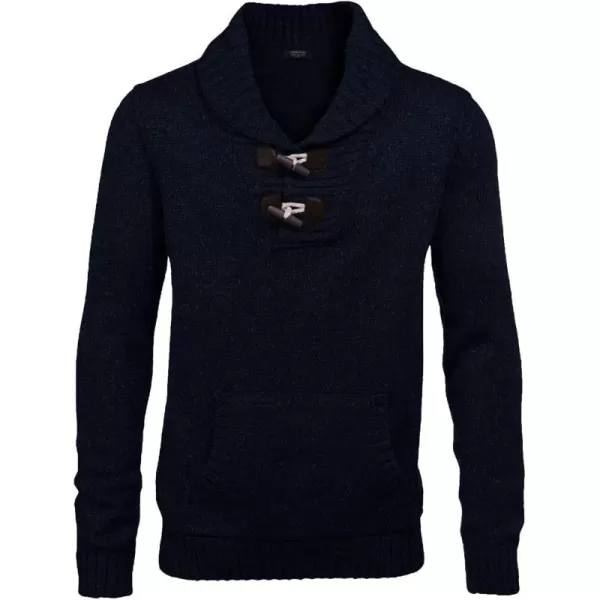 COOFANDY Men's Shawl Collar Pullover Sweater Relaxed Fit Casual Cotton Cable Knit Sweaters with Pockets