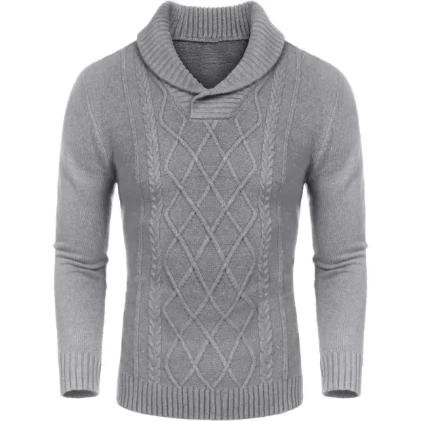 COOFANDY Men's Shawl Collar Sweaters V-Neck Relaxed Fit Cable Pullovers