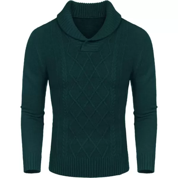 COOFANDY Men's Shawl Collar Sweaters V-Neck Relaxed Fit Cable Pullovers