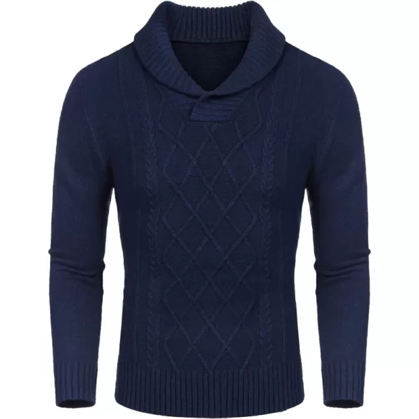 COOFANDY Men's Shawl Collar Sweaters V-Neck Relaxed Fit Cable Pullovers