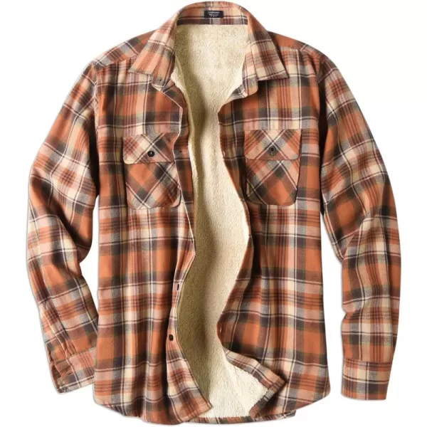 COOFANDY Men's Sherpa Lined Flannel Shirt Jacket Long Sleeve Button Up Fleece Plaid Shirts