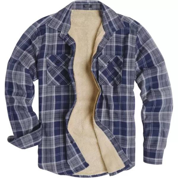 COOFANDY Men's Sherpa Lined Flannel Shirt Jacket Long Sleeve Button Up Fleece Plaid Shirts