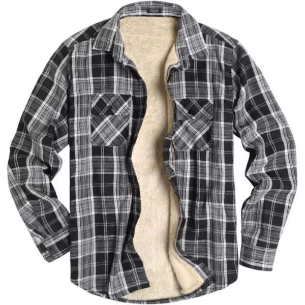 COOFANDY Men's Sherpa Lined Flannel Shirt Jacket Long Sleeve Button Up Fleece Plaid Shirts