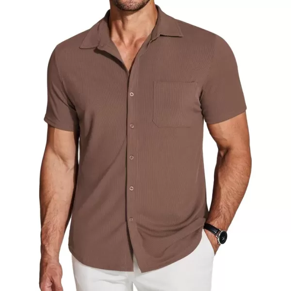 COOFANDY Men's Short Sleeve Wrinkle Free Knit Polo Shirt Causal Button Down Summer Camp Beach Shirts