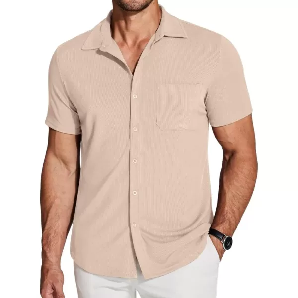 COOFANDY Men's Short Sleeve Wrinkle Free Knit Polo Shirt Causal Button Down Summer Camp Beach Shirts
