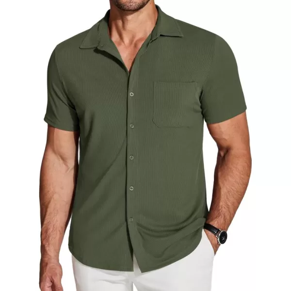 COOFANDY Men's Short Sleeve Wrinkle Free Knit Polo Shirt Causal Button Down Summer Camp Beach Shirts