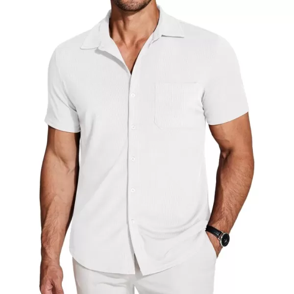 COOFANDY Men's Short Sleeve Wrinkle Free Knit Polo Shirt Causal Button Down Summer Camp Beach Shirts