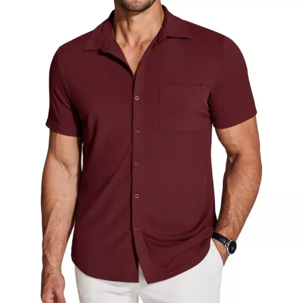 COOFANDY Men's Short Sleeve Wrinkle Free Knit Polo Shirt Causal Button Down Summer Camp Beach Shirts
