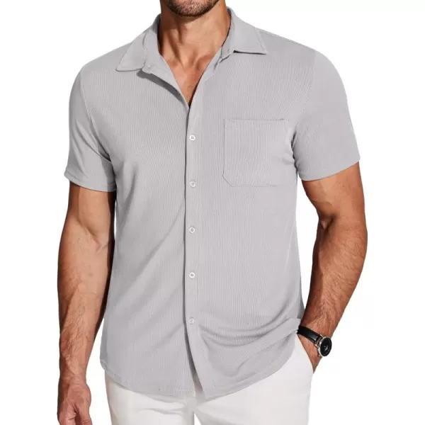 COOFANDY Men's Short Sleeve Wrinkle Free Knit Polo Shirt Causal Button Down Summer Camp Beach Shirts