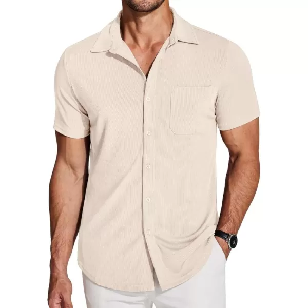 COOFANDY Men's Short Sleeve Wrinkle Free Knit Polo Shirt Causal Button Down Summer Camp Beach Shirts