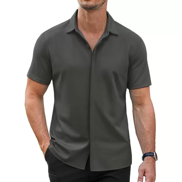 COOFANDY Mens Short Sleeve Wrinkle Free Shirt Casual Button Down Shirt Summer Dress Shirt
