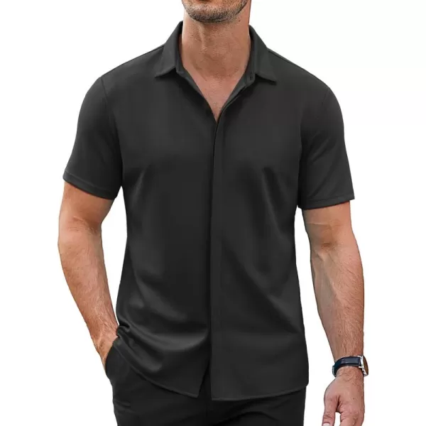 COOFANDY Mens Short Sleeve Wrinkle Free Shirt Casual Button Down Shirt Summer Dress Shirt