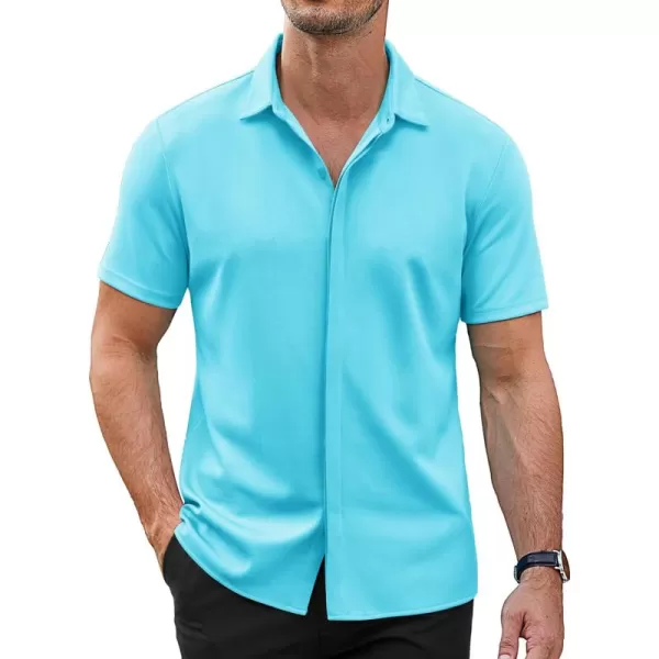 COOFANDY Mens Short Sleeve Wrinkle Free Shirt Casual Button Down Shirt Summer Dress Shirt