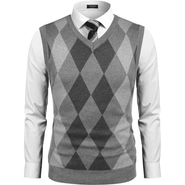 COOFANDY Men's Sleeveless V Neck Pullover Sweater Slim Fit Casual Argyle Sweater Vest