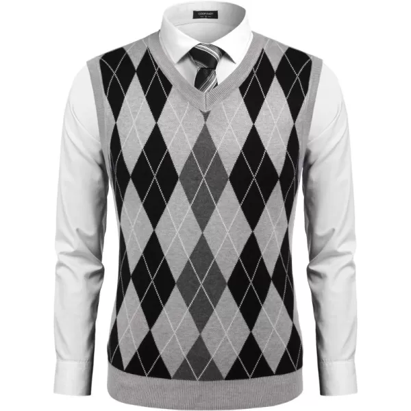 COOFANDY Men's Sleeveless V Neck Pullover Sweater Slim Fit Casual Argyle Sweater Vest