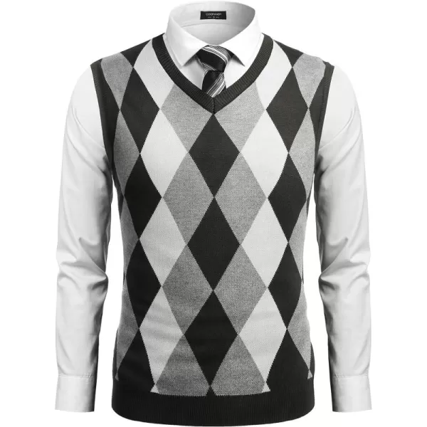 COOFANDY Men's Sleeveless V Neck Pullover Sweater Slim Fit Casual Argyle Sweater Vest