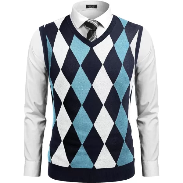 COOFANDY Men's Sleeveless V Neck Pullover Sweater Slim Fit Casual Argyle Sweater Vest