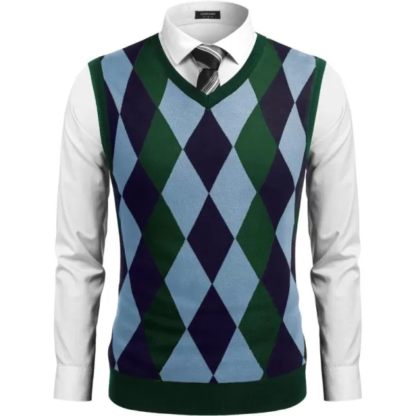 COOFANDY Men's Sleeveless V Neck Pullover Sweater Slim Fit Casual Argyle Sweater Vest