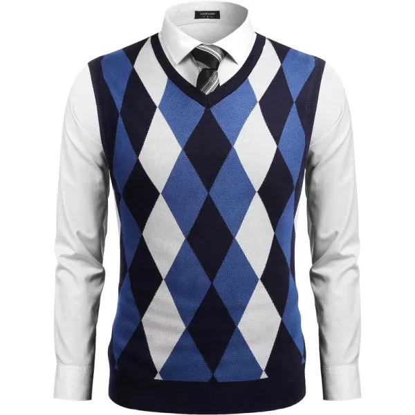 COOFANDY Men's Sleeveless V Neck Pullover Sweater Slim Fit Casual Argyle Sweater Vest