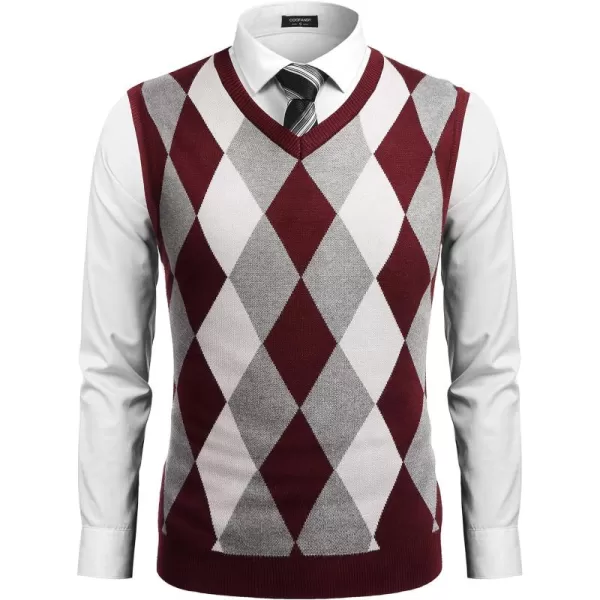 COOFANDY Men's Sleeveless V Neck Pullover Sweater Slim Fit Casual Argyle Sweater Vest