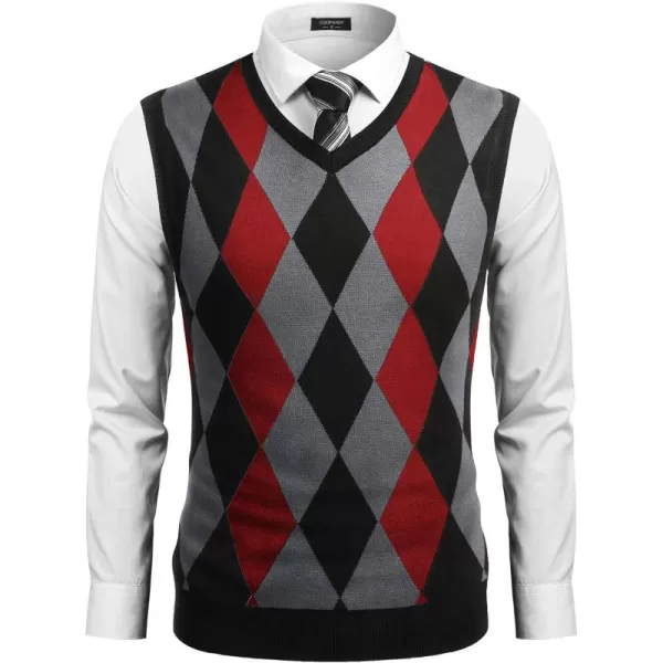 COOFANDY Men's Sleeveless V Neck Pullover Sweater Slim Fit Casual Argyle Sweater Vest