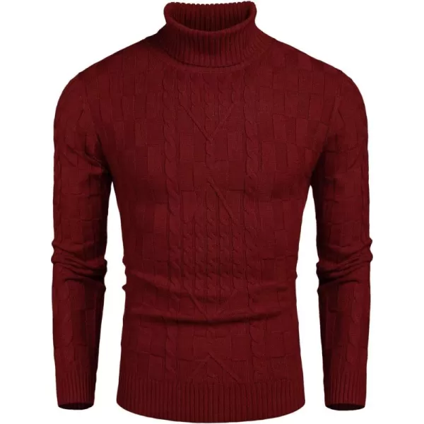 COOFANDY Men's Slim Fit Turtleneck Sweater Casual Cable Knit Pullover Sweaters