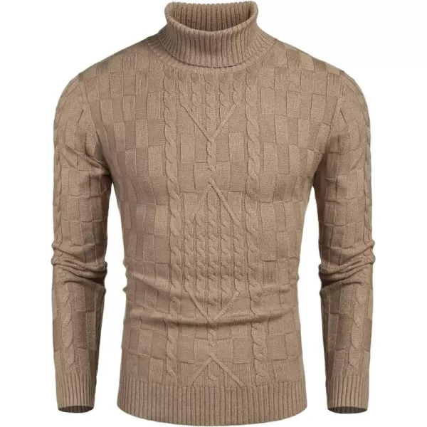 COOFANDY Men's Slim Fit Turtleneck Sweater Casual Cable Knit Pullover Sweaters