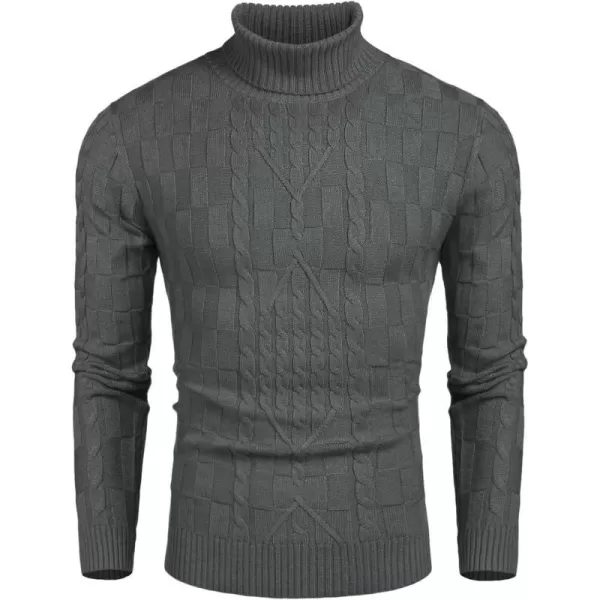 COOFANDY Men's Slim Fit Turtleneck Sweater Casual Cable Knit Pullover Sweaters
