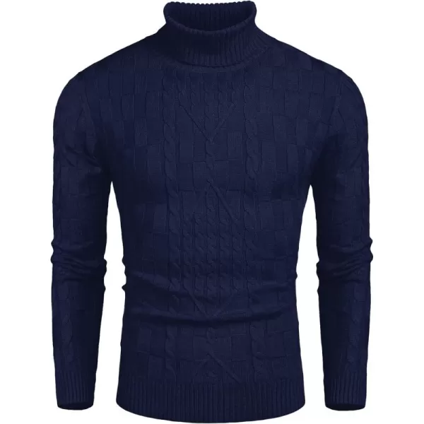 COOFANDY Men's Slim Fit Turtleneck Sweater Casual Cable Knit Pullover Sweaters