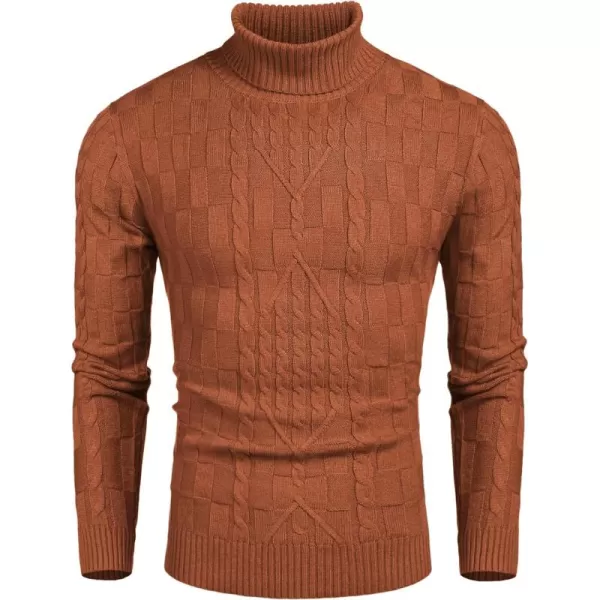 COOFANDY Men's Slim Fit Turtleneck Sweater Casual Cable Knit Pullover Sweaters