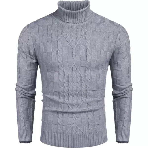COOFANDY Men's Slim Fit Turtleneck Sweater Casual Cable Knit Pullover Sweaters