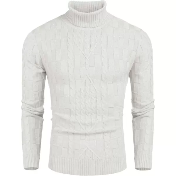COOFANDY Men's Slim Fit Turtleneck Sweater Casual Cable Knit Pullover Sweaters