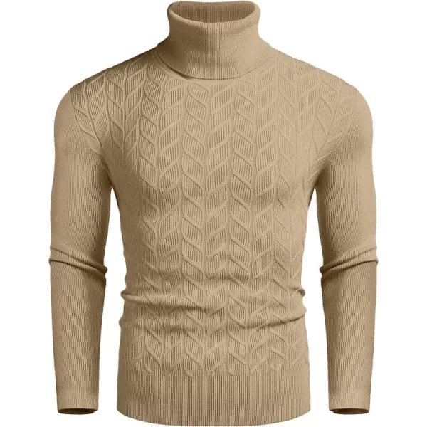 COOFANDY Men's Slim Fit Turtleneck Sweater Casual Pullover Sweater Basic Twist Patterned Knitted Sweater