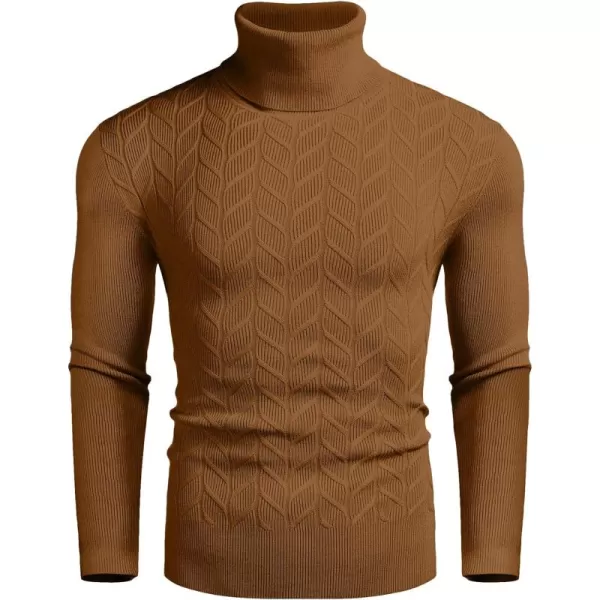 COOFANDY Men's Slim Fit Turtleneck Sweater Casual Pullover Sweater Basic Twist Patterned Knitted Sweater
