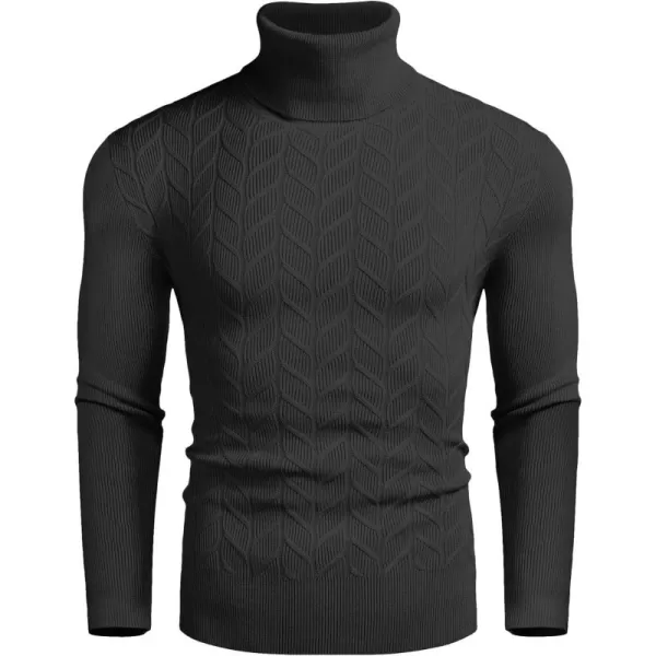 COOFANDY Men's Slim Fit Turtleneck Sweater Casual Pullover Sweater Basic Twist Patterned Knitted Sweater