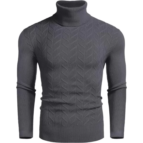 COOFANDY Men's Slim Fit Turtleneck Sweater Casual Pullover Sweater Basic Twist Patterned Knitted Sweater