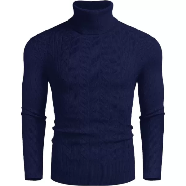 COOFANDY Men's Slim Fit Turtleneck Sweater Casual Pullover Sweater Basic Twist Patterned Knitted Sweater