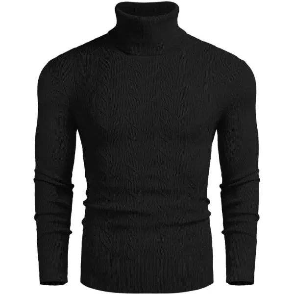 COOFANDY Men's Slim Fit Turtleneck Sweater Casual Pullover Sweater Basic Twist Patterned Knitted Sweater