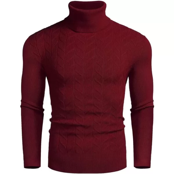 COOFANDY Men's Slim Fit Turtleneck Sweater Casual Pullover Sweater Basic Twist Patterned Knitted Sweater