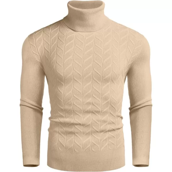 COOFANDY Men's Slim Fit Turtleneck Sweater Casual Pullover Sweater Basic Twist Patterned Knitted Sweater