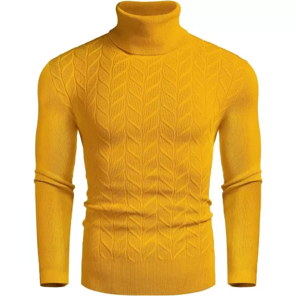COOFANDY Men's Slim Fit Turtleneck Sweater Casual Pullover Sweater Basic Twist Patterned Knitted Sweater