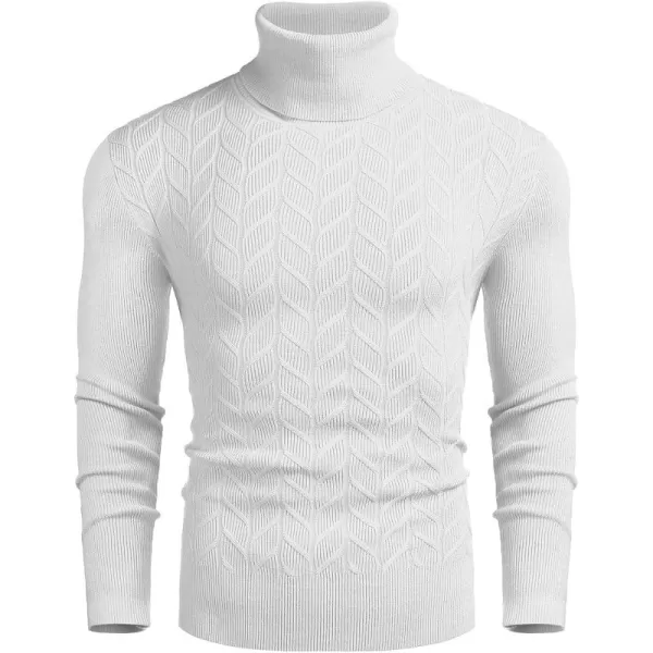 COOFANDY Men's Slim Fit Turtleneck Sweater Casual Pullover Sweater Basic Twist Patterned Knitted Sweater