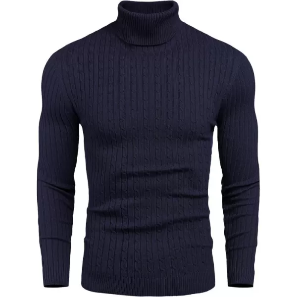 COOFANDY Men's Slim Fit Turtleneck Sweater Casual Twist Patterned Pullover Knitted Sweaters