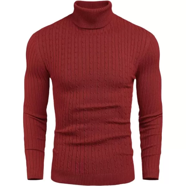 COOFANDY Men's Slim Fit Turtleneck Sweater Casual Twist Patterned Pullover Knitted Sweaters