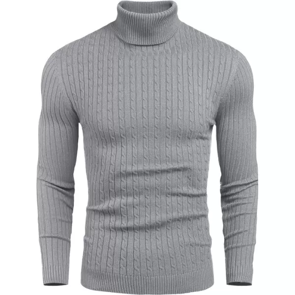 COOFANDY Men's Slim Fit Turtleneck Sweater Casual Twist Patterned Pullover Knitted Sweaters